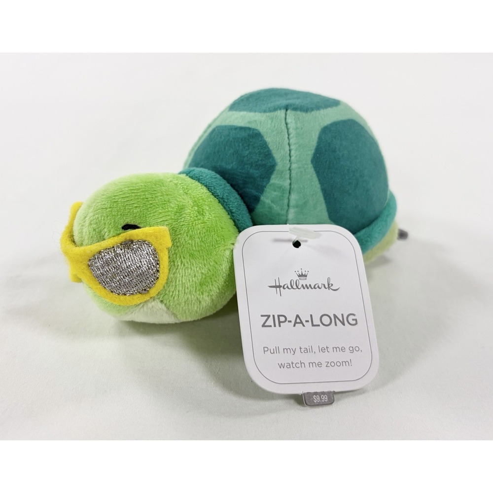 Hallmark Zip A Long Green Turtle Plush Sunglasses New With Tags Pull Tail Toy